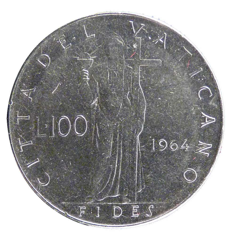 Vatican, 100 Lire, 1964, AU(55-58), Nickel, 8.00