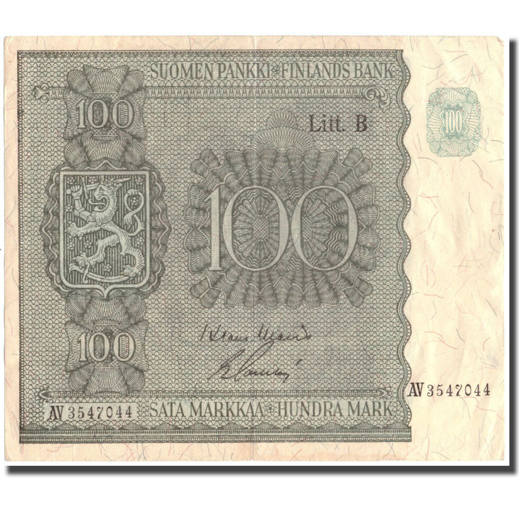 Banknot, Finlandia, 100 Markkaa, 1945, KM:88, EF(40-45)