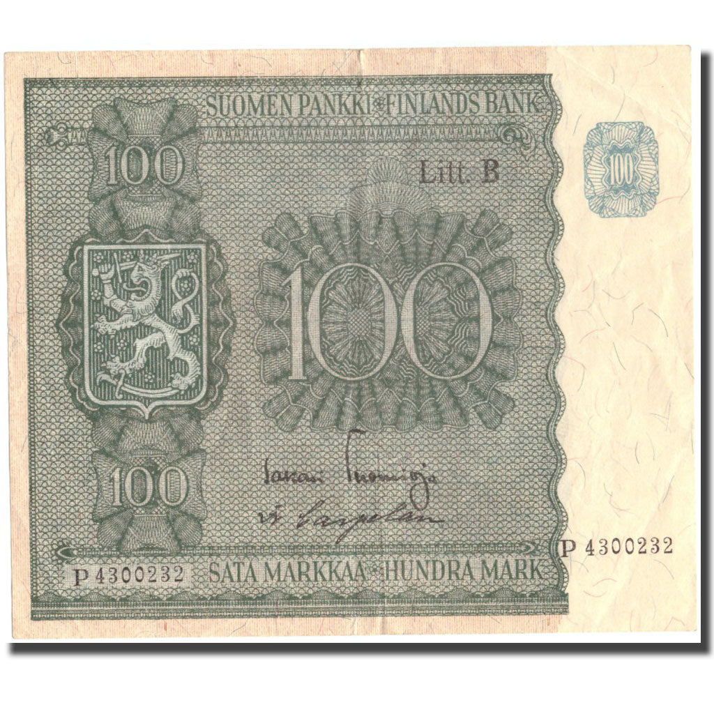 Geldschein, Finnland, 100 Markkaa, 1945, KM:88, SS
