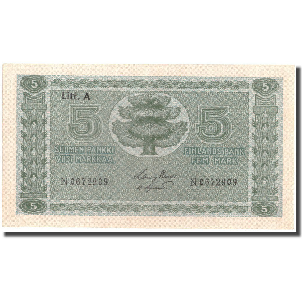 Billete, 5 Markkaa, 1922, Finlandia, KM:49, SC+
