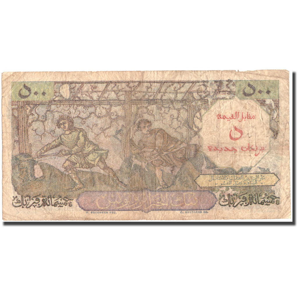 Banknote, Algeria, 5 NF on 500 Francs, 1956, 1956-10-02, KM:111, VF(20-25)