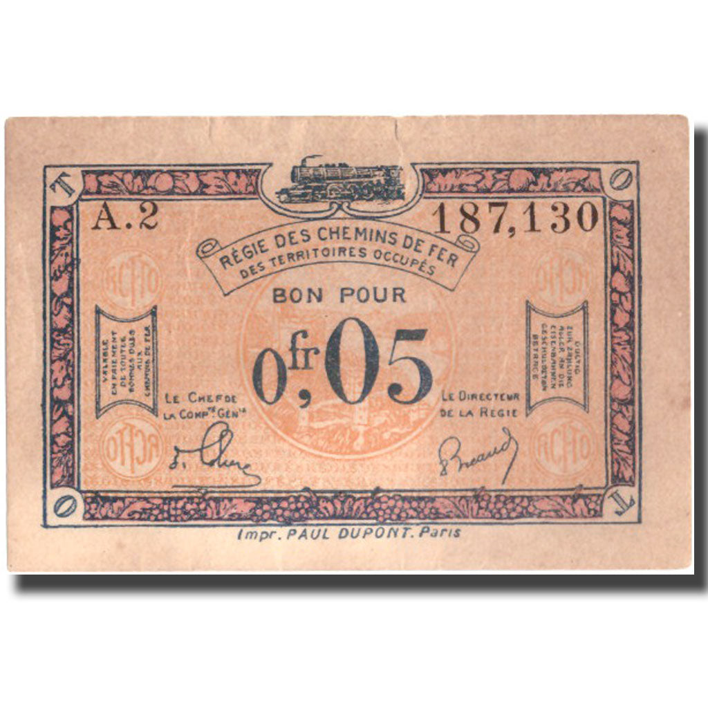 France, Régie des chemins de Fer, 5 Centimes, undated (1923), AU(50-53)