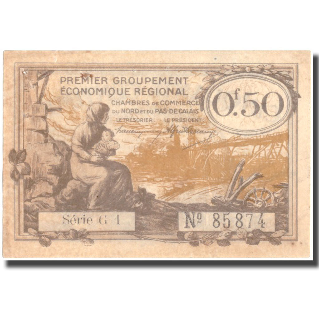 France, NORD-PAS DE CALAIS, 50 Centimes, 1918, AU(50-53), Pirot:94-4