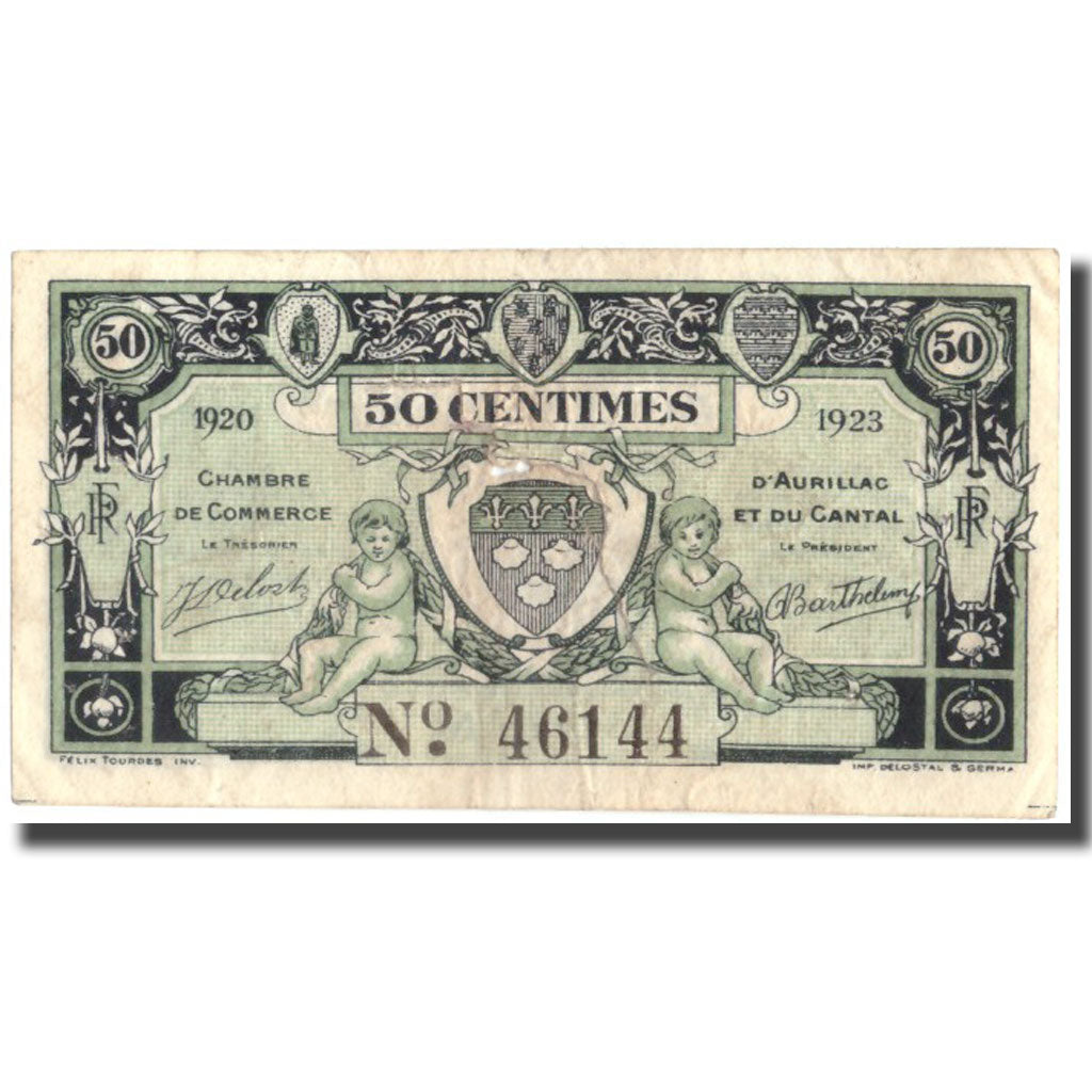 Francia, Aurillac, 50 Centimes, 1920-1923, MB+, Pirot:16-14