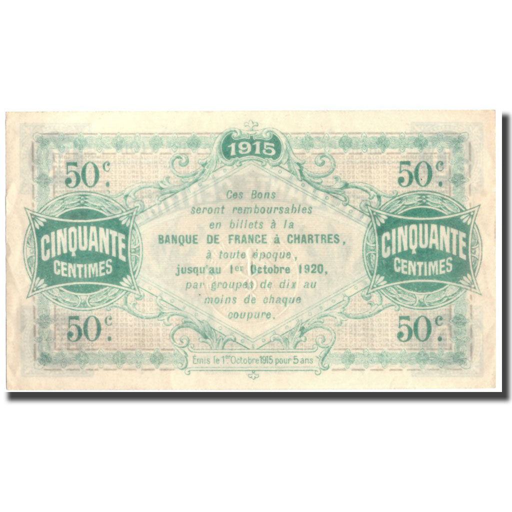 France, Eure et loir, 50 Centimes, 1915, UNC(60-62), Pirot:45-1