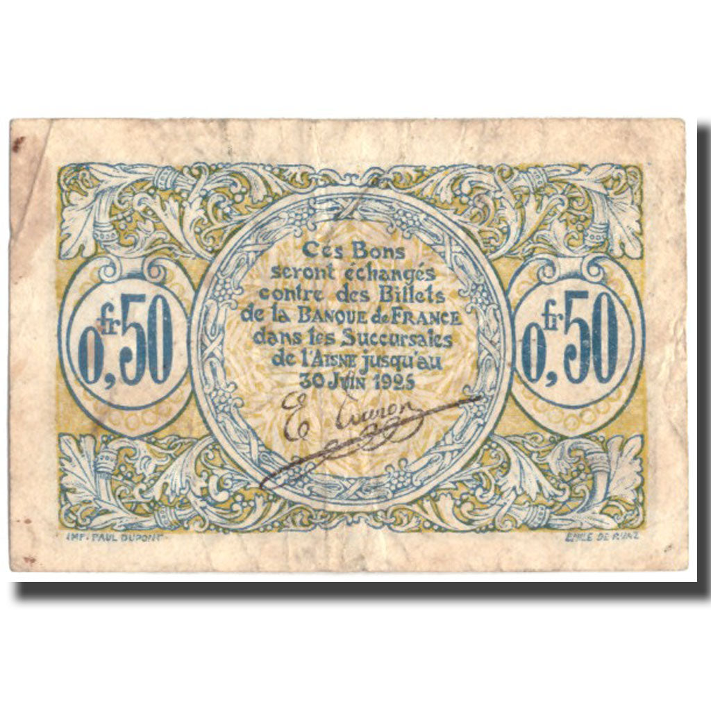 France, Saint-Quentin, 50 Centimes, 1918, VF(20-25), Pirot:116-1