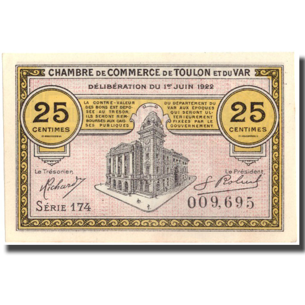 France, Toulon, 25 Centimes, 1921, UNC(60-62), Pirot:121-33