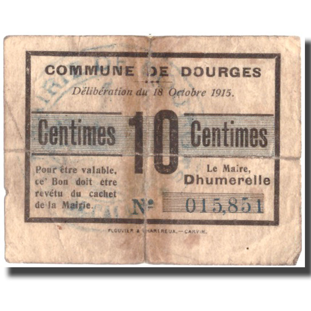 France, Dourges, 10 Centimes, 1915, B+