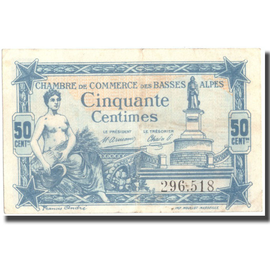 France, Basses-Alpes, 50 Centimes, 1917, AU(50-53), Pirot:20-1