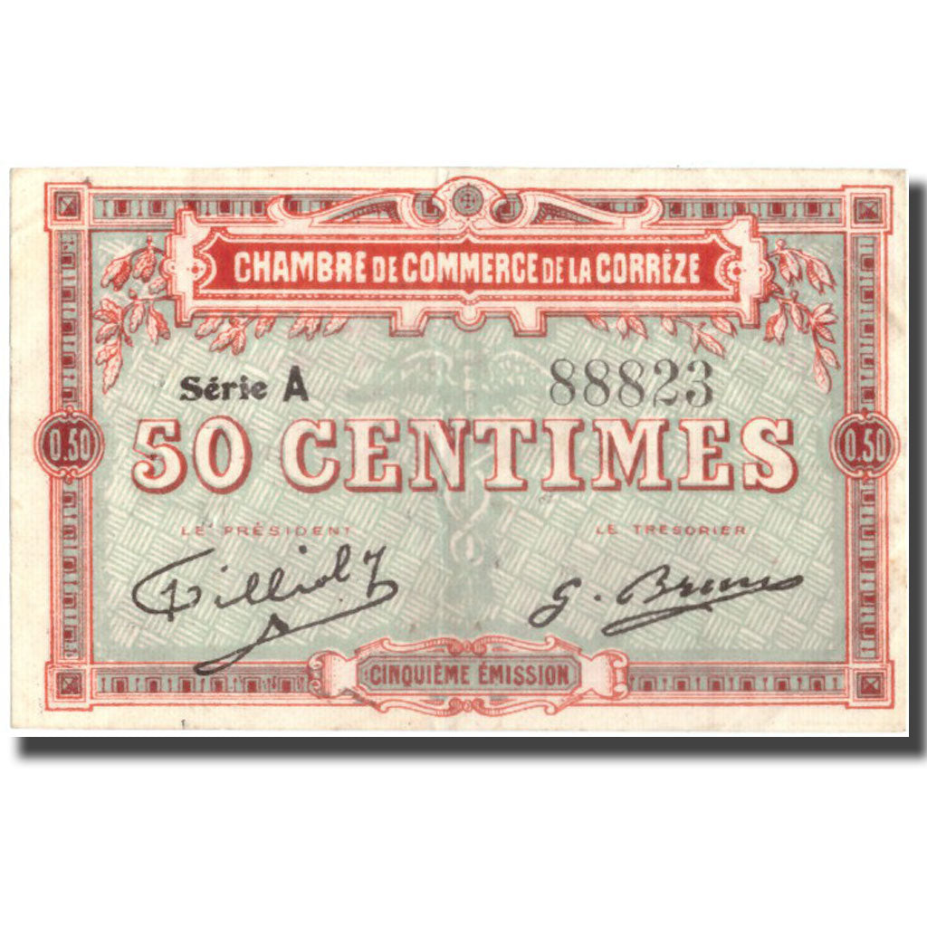 France, Corrèze, 50 Centimes, 1915, AU(55-58), Pirot:51-15