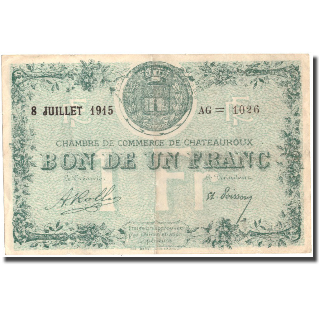 France, Chateauroux, 1 Franc, 1915, TTB+