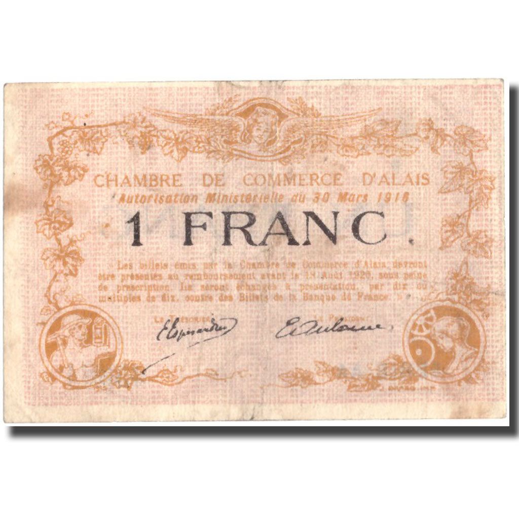 France, Alais, 1 Franc, 1915, AU(55-58), Pirot:4-5