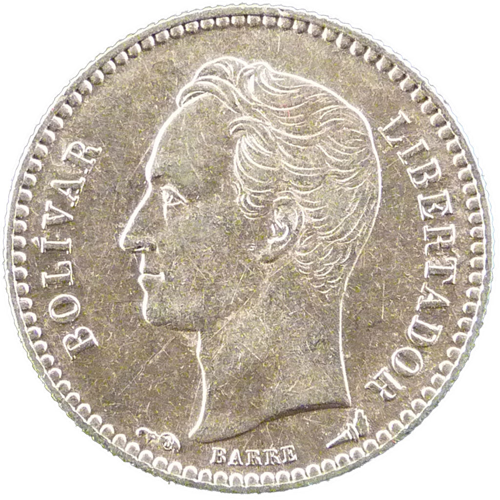 Venezuela, 1/2 Bolivar, 1901, AU(50-53), Silver, 2.60