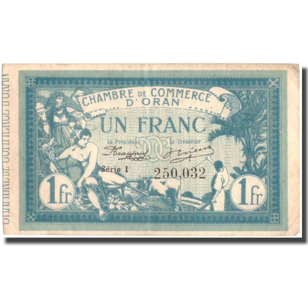 Banknote, Algeria, 1 Franc, Oran, 1915, 1915-11-10, EF(40-45),