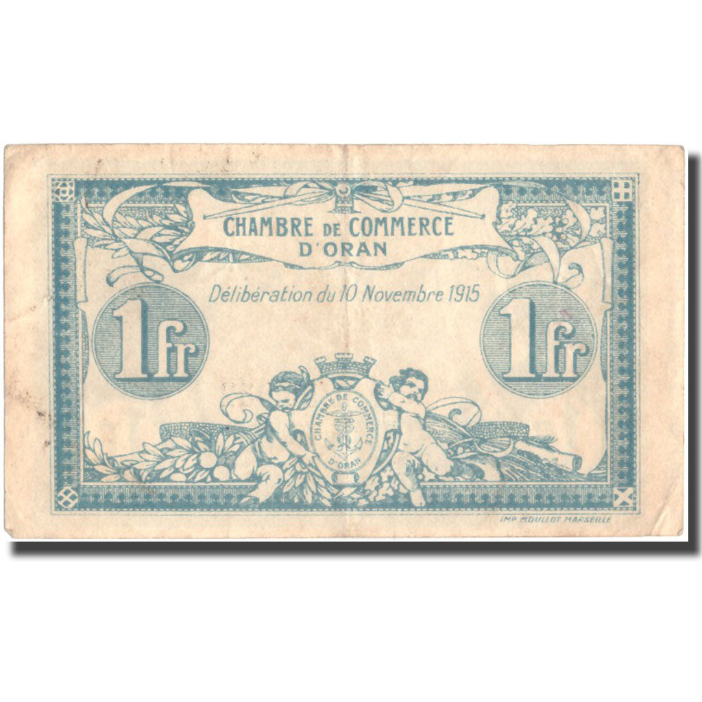 Banknote, Algeria, 1 Franc, Oran, 1915, 1915-11-10, EF(40-45),