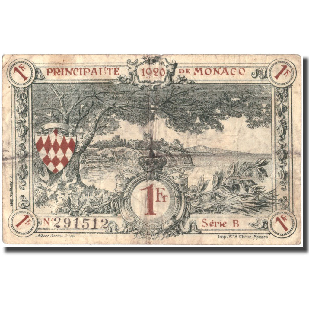 Banconote, Monaco, 1 Franc, N.D, 1920, 1920-03-20, MB