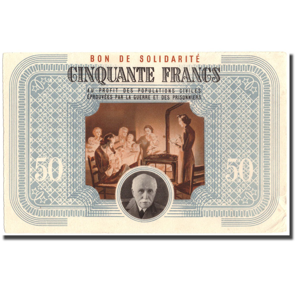 France, Bon de Solidarité, 5 Francs, 1941, AU(55-58)