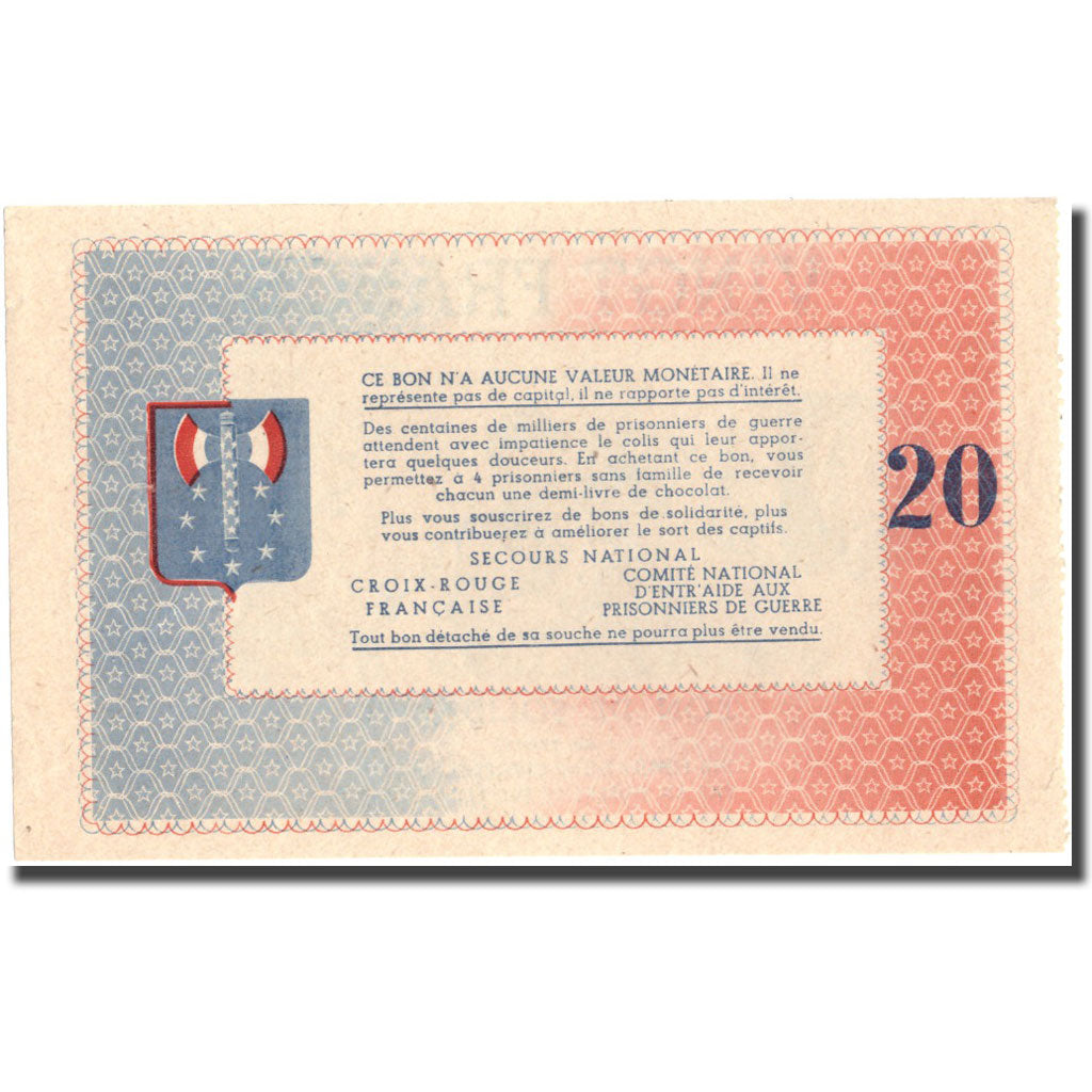 France, Bon de Solidarité, 20 Francs, 1941, UNC(63)