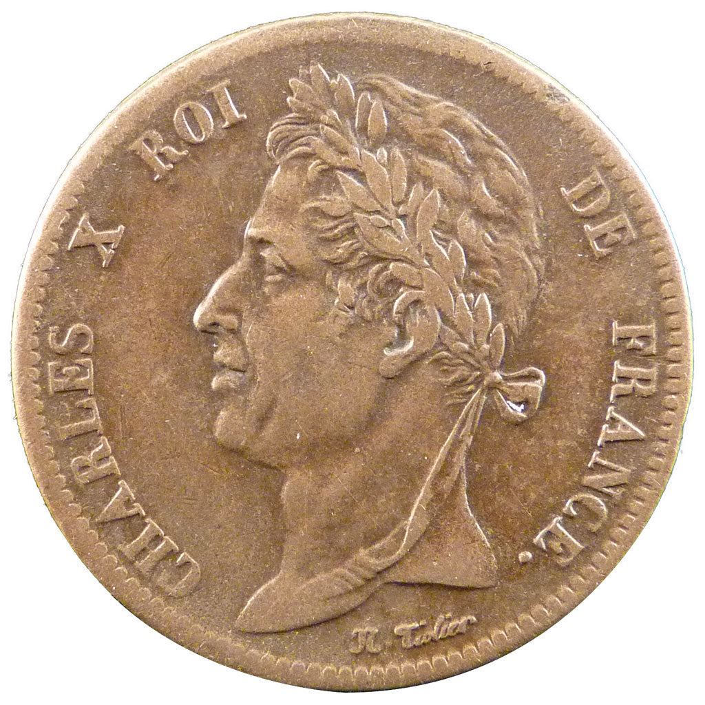 General Colony, 5 Centimes, 1828, Paris, AU(50-53), Bronze, Lecompte #300, 10.30