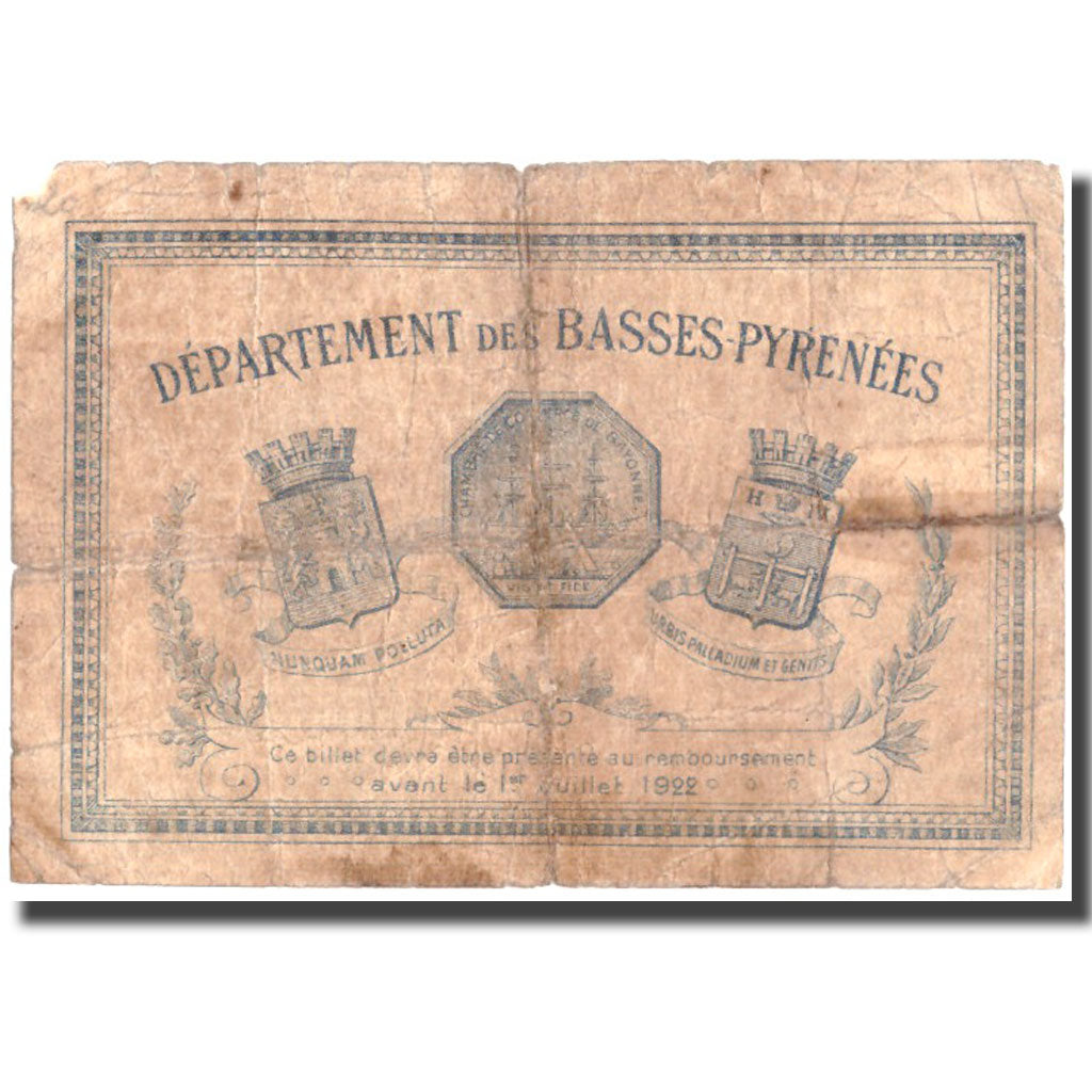 France, Bayonne, 2 Francs, 1917, TB, Pirot:21-36