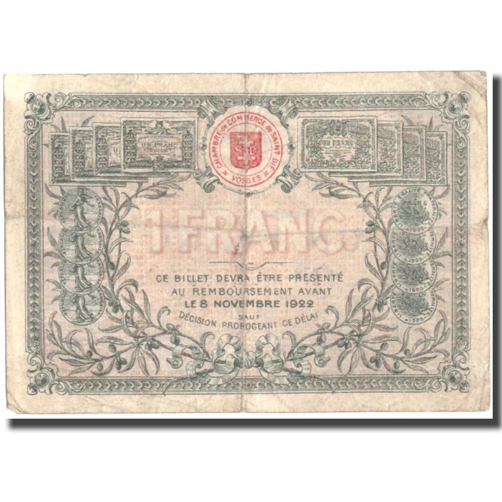 France, Saint-Dié, 1 Franc, 1918, VF(30-35), Pirot:112-13