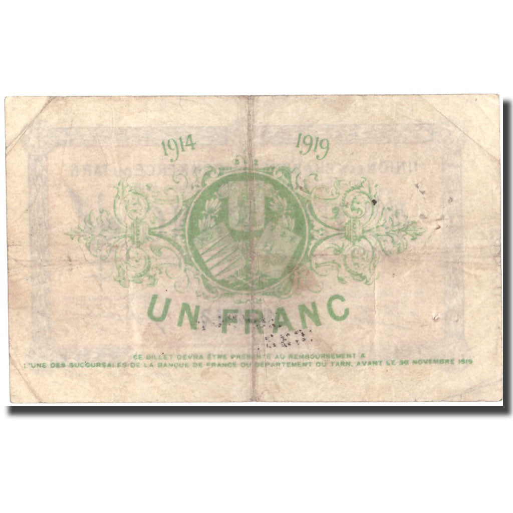 France, Tarn, 1 Franc, 1914, AU(50-53), Pirot:5-5