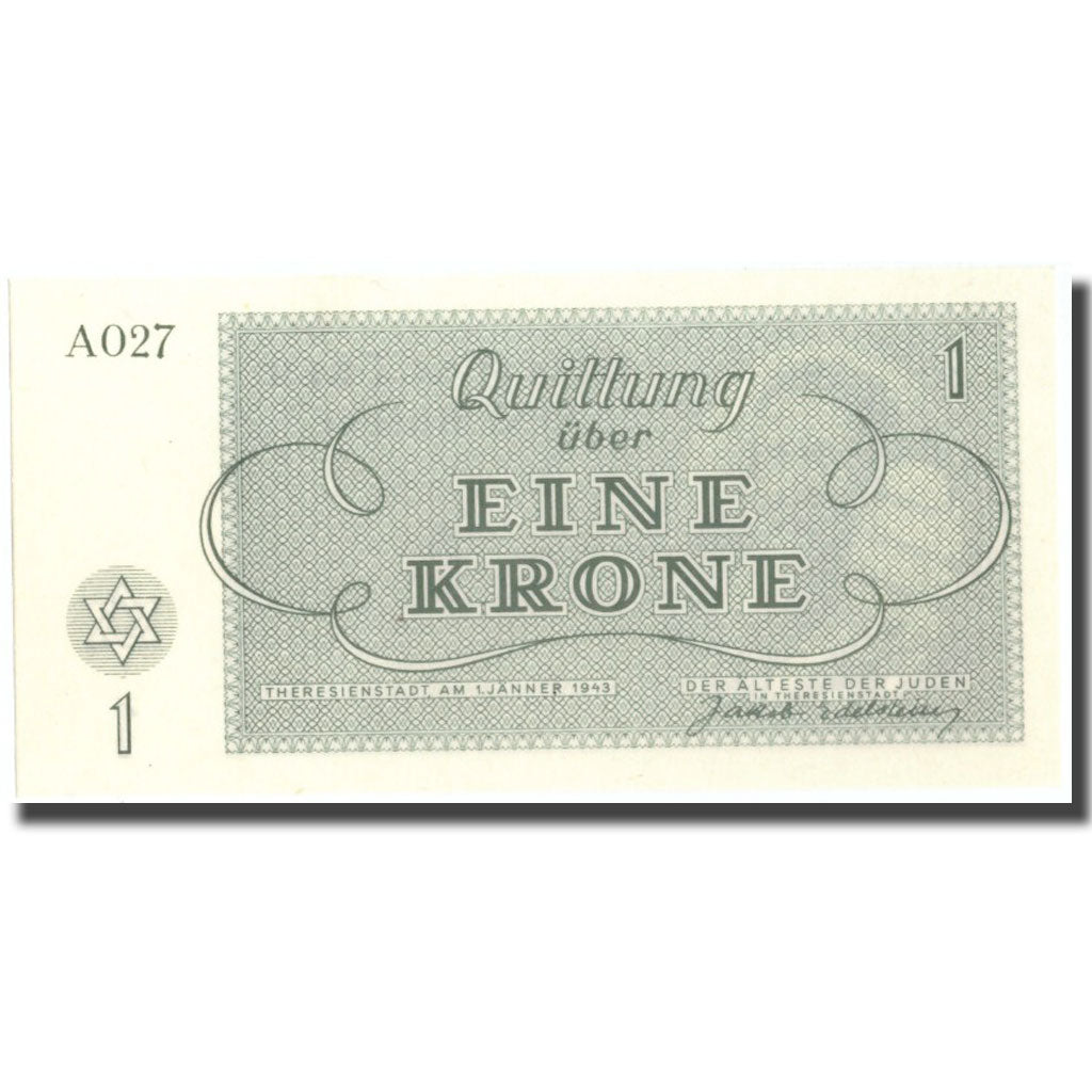 Banknote, Czechoslovakia, 1 Krone, personnage, 1943, 1943-01-01, UNC(65-70)