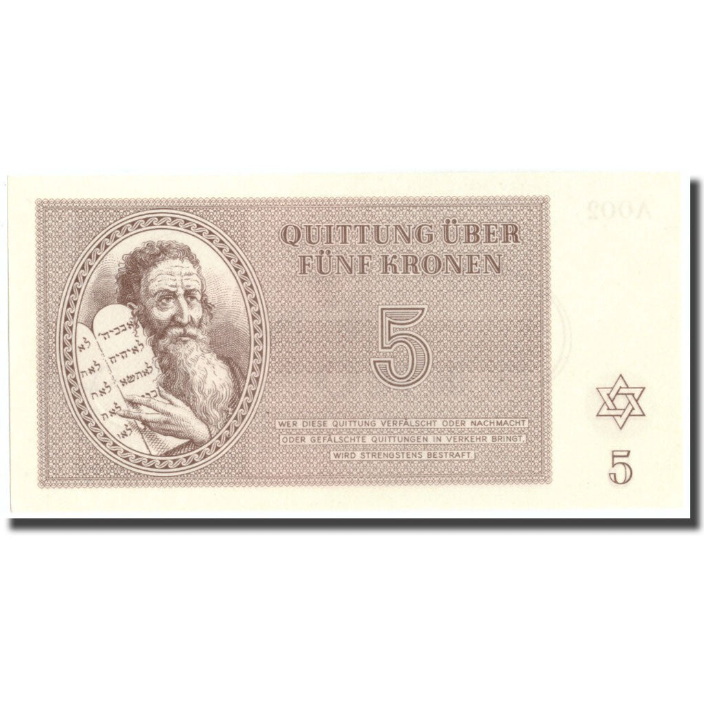 Banknote, Czechoslovakia, 5 Kronen, personnage, 1943, 1943-01-01, UNC(65-70)