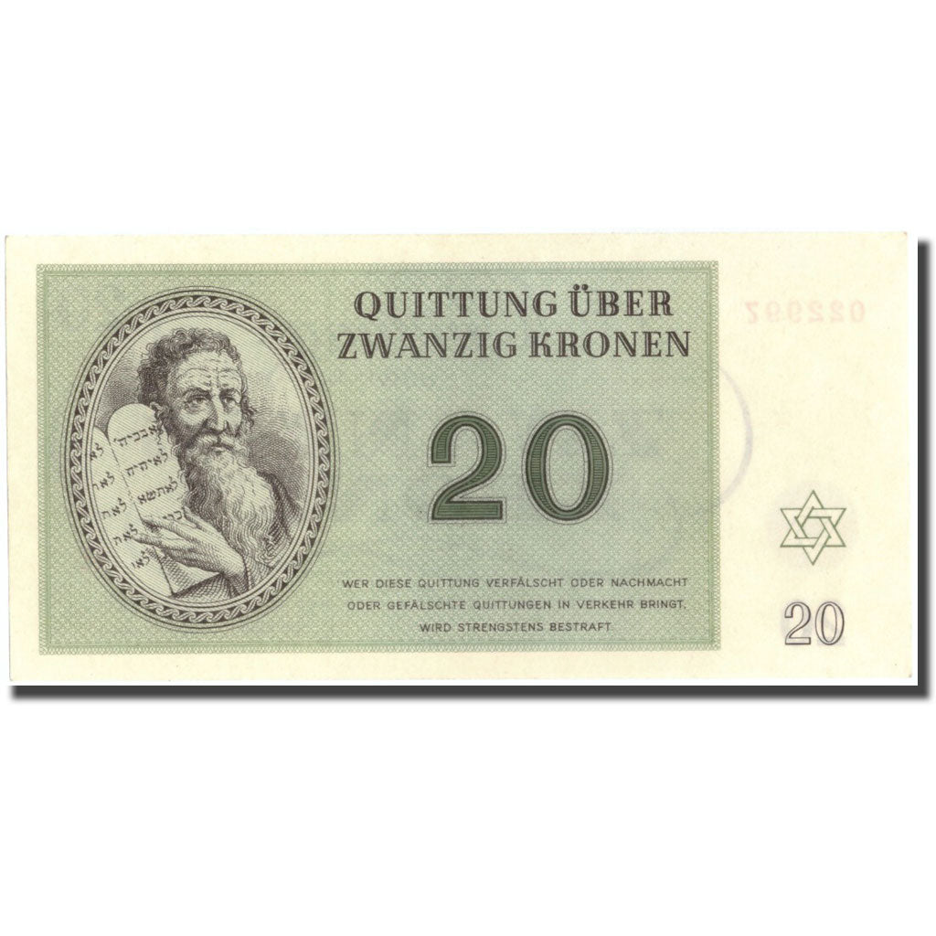 Banknote, Czechoslovakia, 20 Kronen, personnage, 1943, 1943-01-01, UNC(65-70)