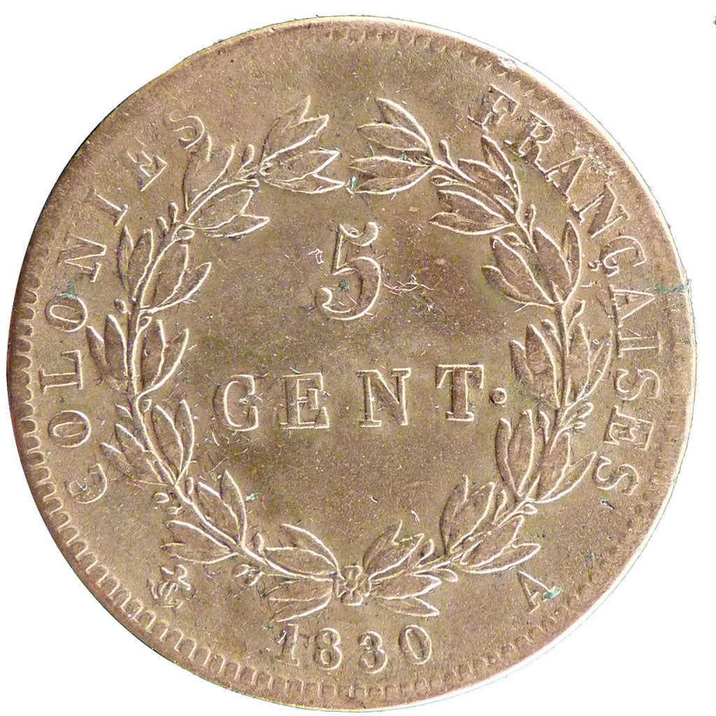 General Colony, 5 Centimes, 1830, Paris, EF(40-45), Bronze, Lecompte #16, 9.50