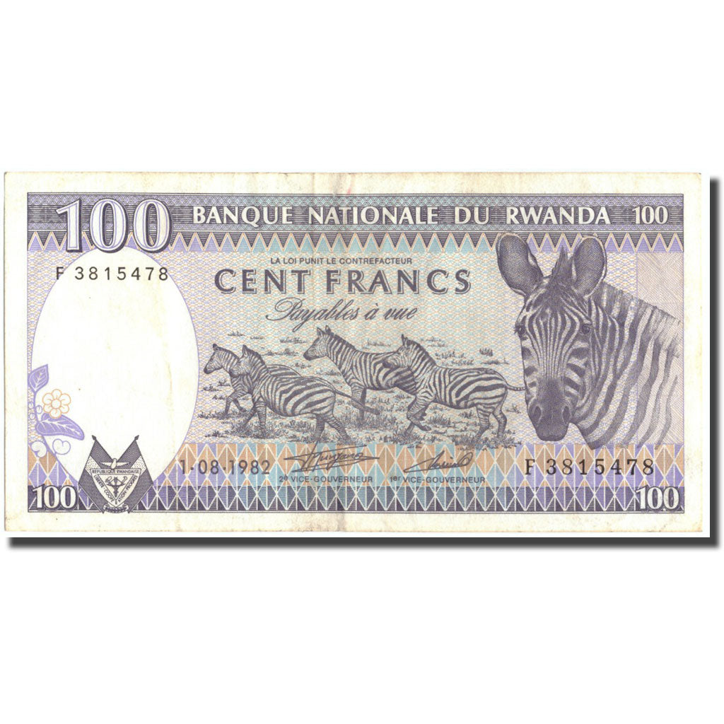 Geldschein, Ruanda, 100 Francs, 1982, 1982-08-01, KM:18, SS