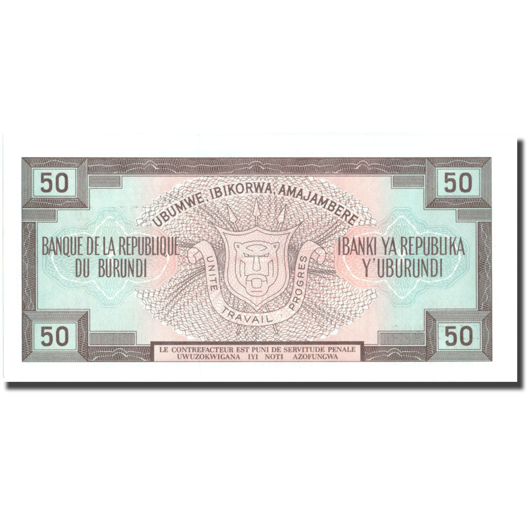 Banknote, Burundi, 50 Francs, 1989, 1989-10-01, KM:28c, UNC(65-70)