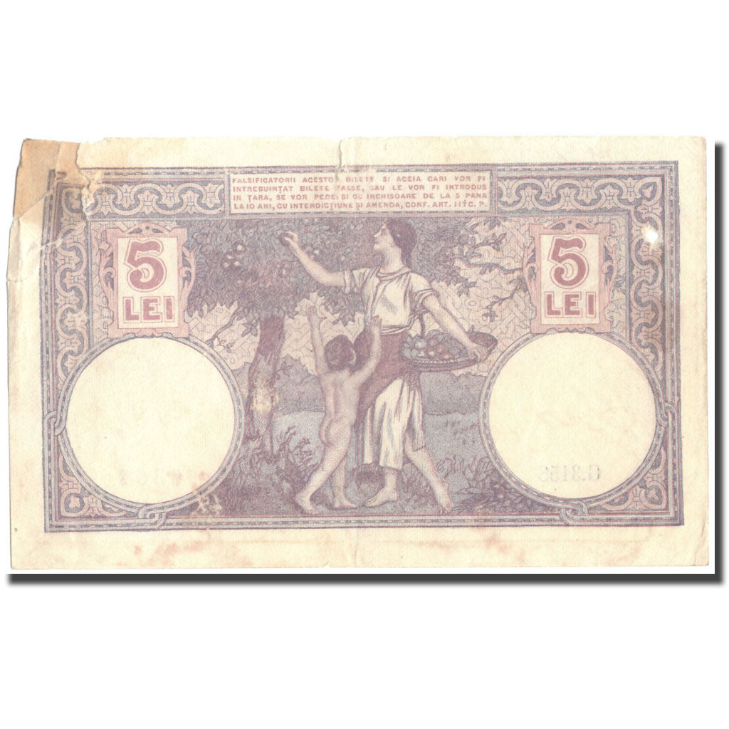 Banknote, Romania, 5 Lei, 1920, 1920-03-25, KM:19a, VG(8-10)