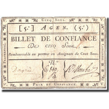 Francia, Agen, 5 Sous, 1792, BB