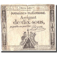 France, 10 Sous, 1792, 1792-10-24, TB, KM:A64a