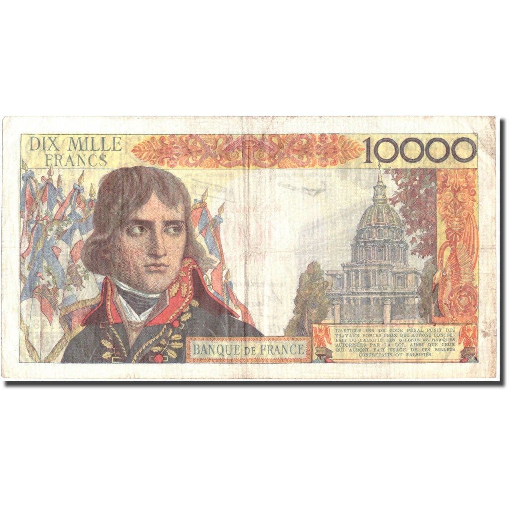 France, 100 Nouveaux Francs on 10,000 Francs, 1955-1959 Overprinted with