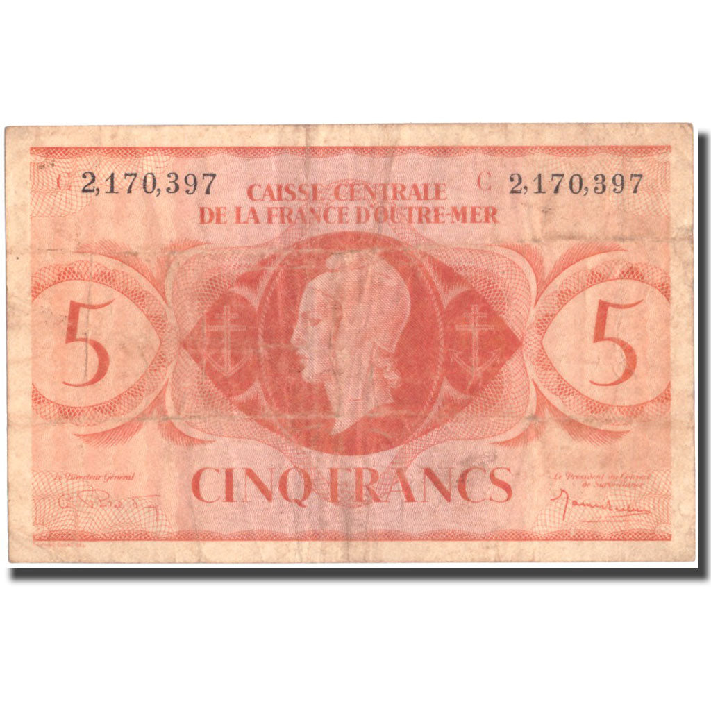 French Equatorial Africa, 5 Francs, 1943-1945 Marianne, Undated (1944-45)