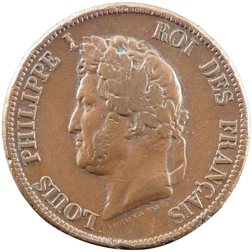 General Colony, 10 Centimes, 1841, Paris, EF(40-45), Bronze, Lecompte #316,...