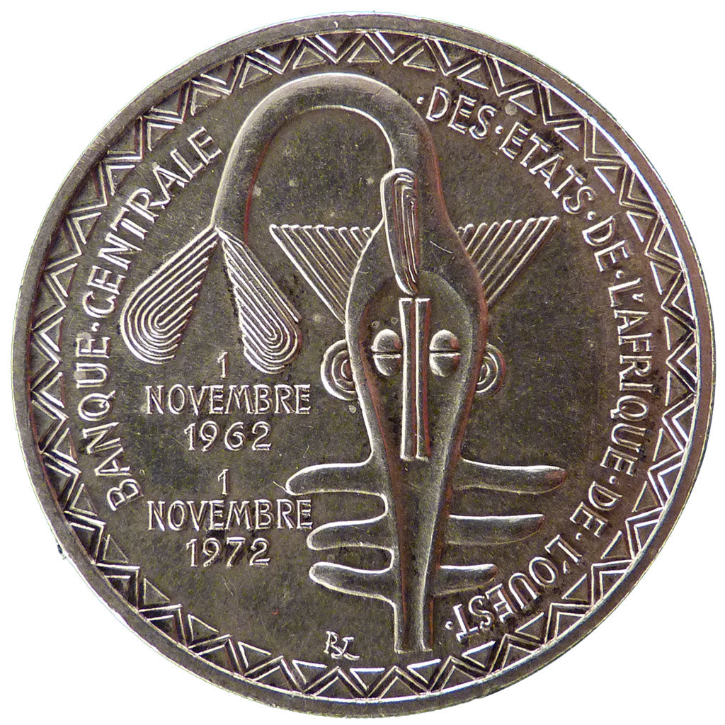West Africa, 500 Francs, 1972, AU(55-58), Silver, 25.00