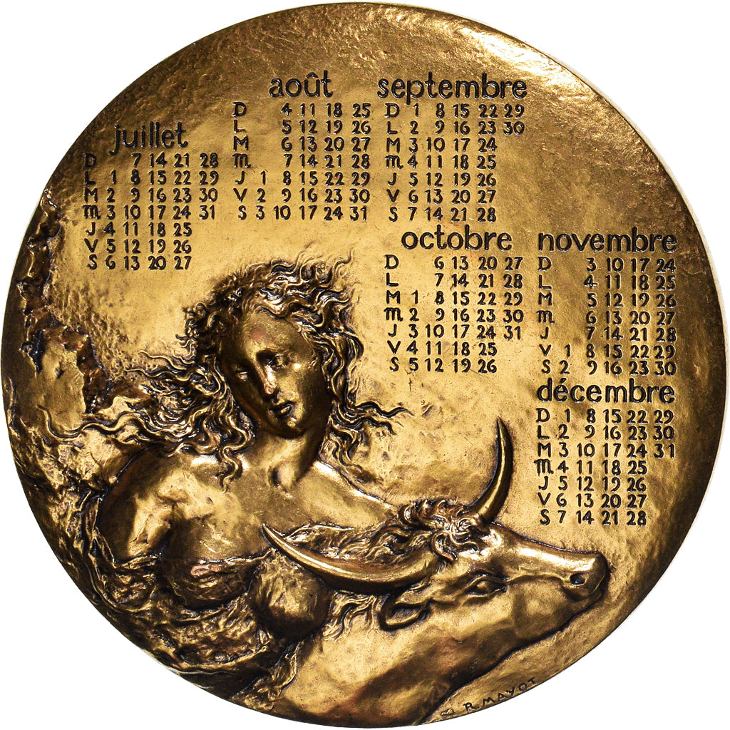 France, Medal, Calendrier, Femme nue et Taureau, Europe, 1996, Mayot, MS(63)