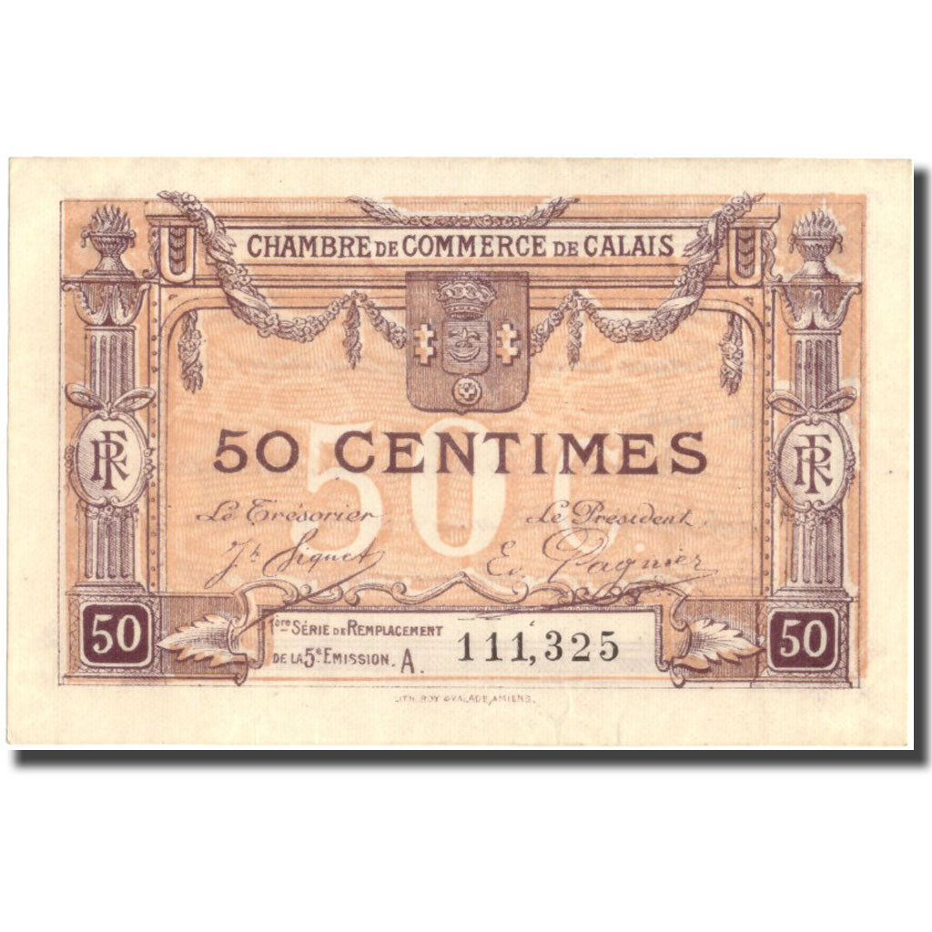 France, Calais, 50 Centimes, 1918, AU(55-58)