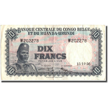 Banconote, Congo belga, 10 Francs, KM:30b, BB