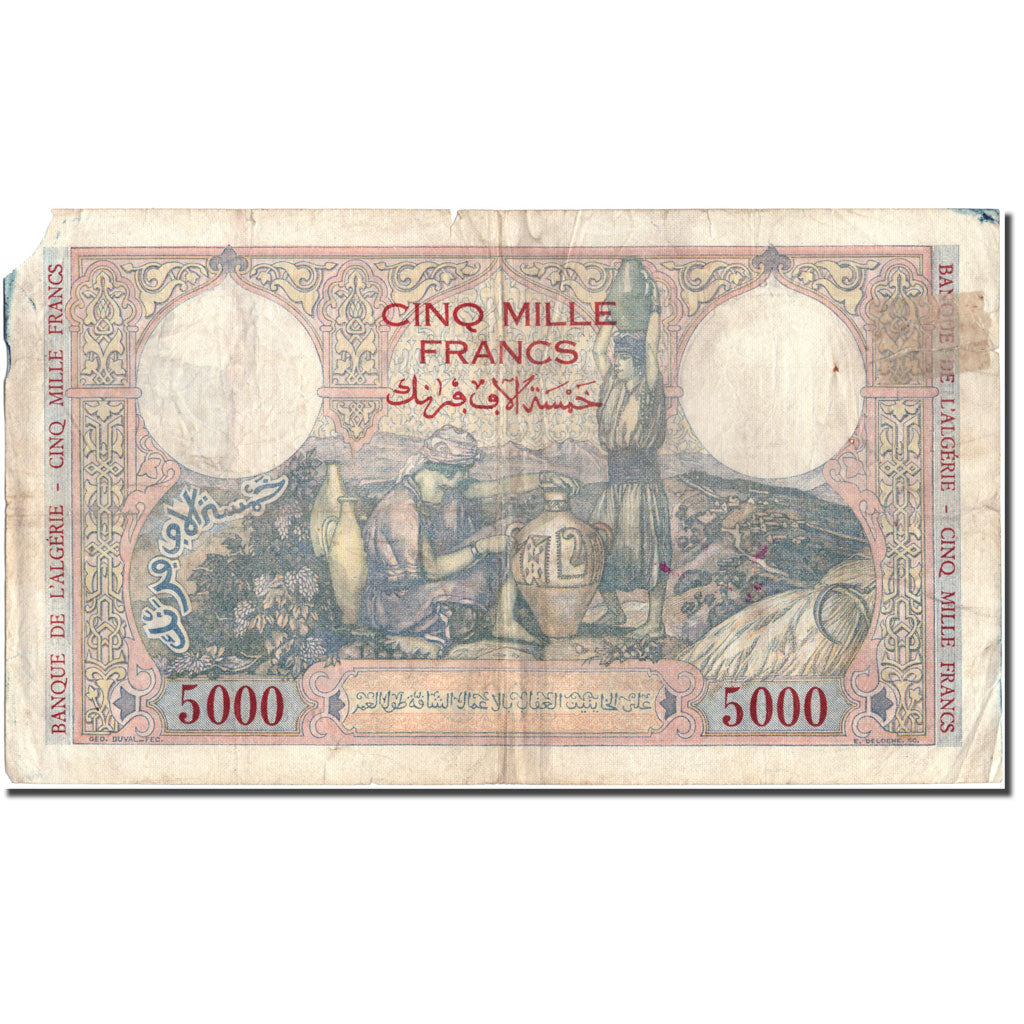 Banknote, Algeria, 5000 Francs, 1942, 1942-08-19, KM:90a, F(12-15)