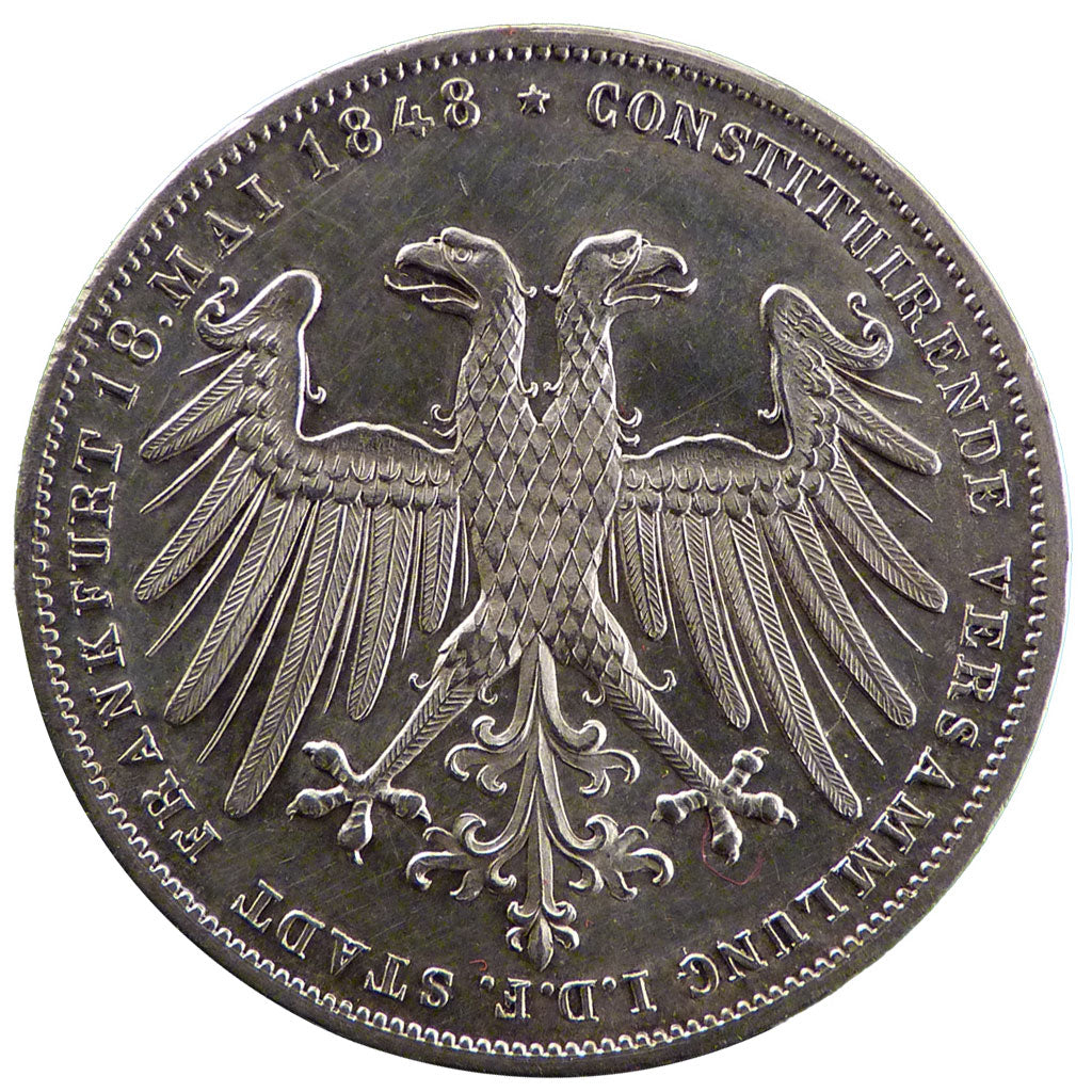 GERMAN STATES, 2 Gulden, 1848, KM #338, MS(60-62), Silver, 21.20
