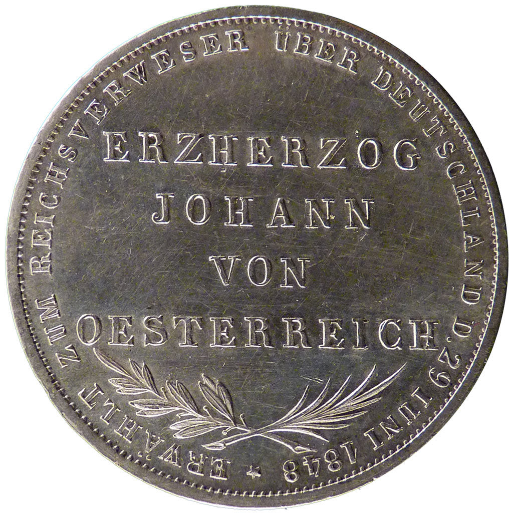 GERMAN STATES, 2 Gulden, 1848, KM #338, MS(60-62), Silver, 21.20
