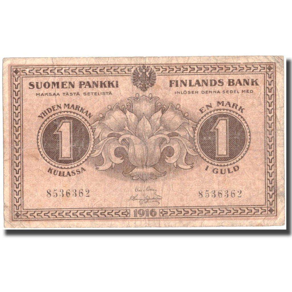 Banknote, Finland, 1 Markka, 1916, 1916, KM:19, VF(20-25)