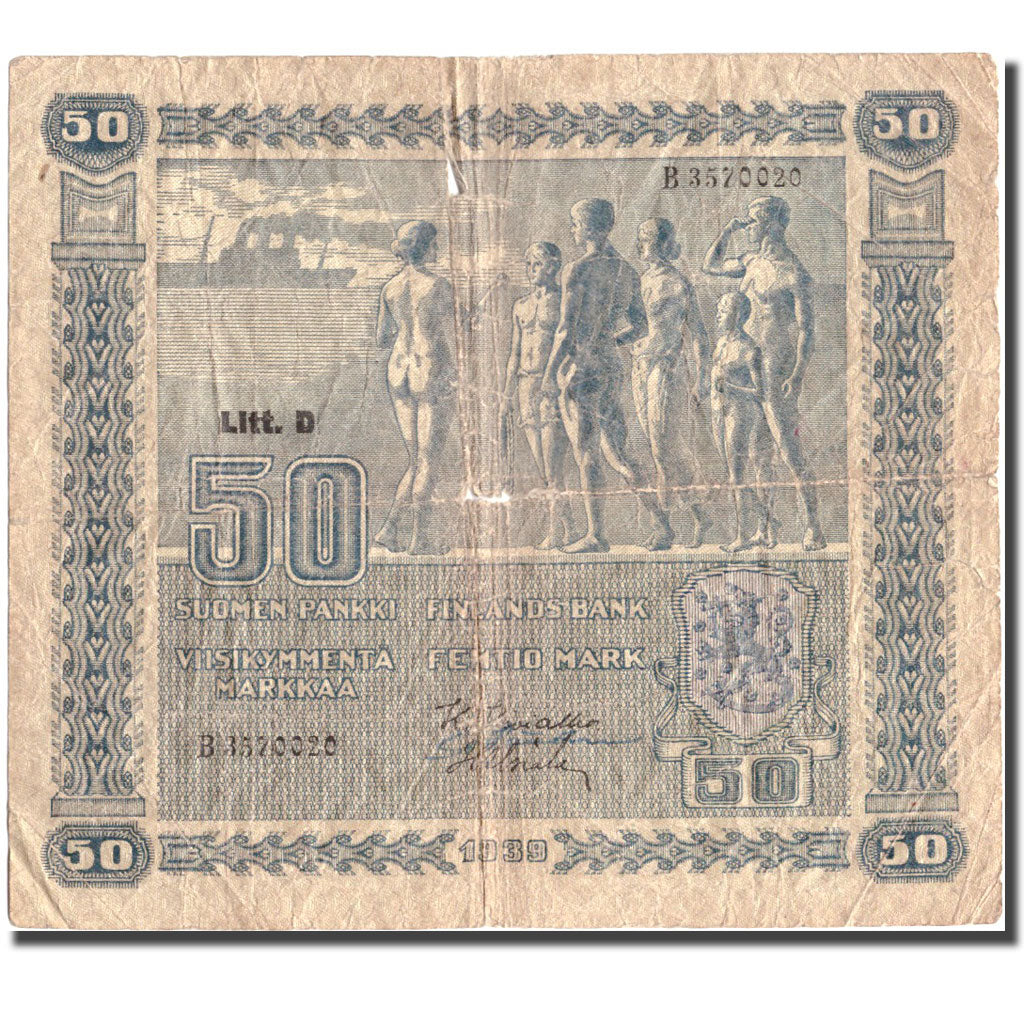 Banknote, Finland, 50 Markkaa, 1939, 1939, KM:72a, VG(8-10)