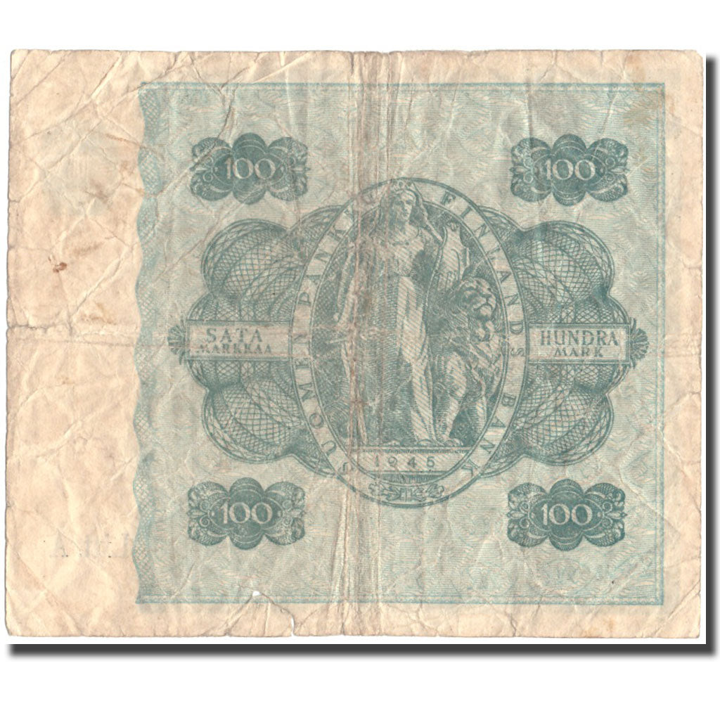 Banknote, Finland, 100 Markkaa, 1945, 1945, KM:80a, VG(8-10)