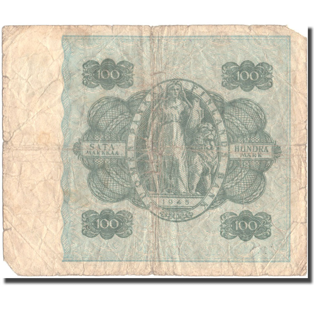 Banknote, Finland, 100 Markkaa, 1945, 1945, KM:80a, VG(8-10)