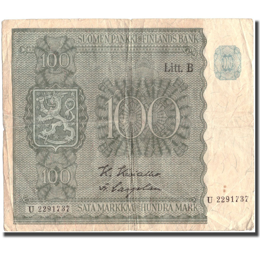 Banknote, Finland, 100 Markkaa, 1945, 1945, KM:88, VG(8-10)